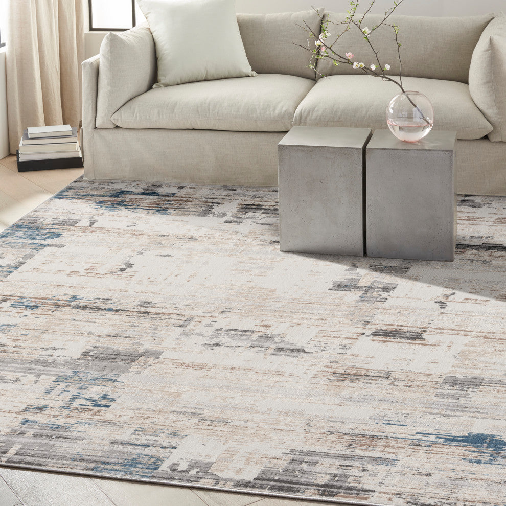 Calvin Klein CK022 Infinity 9' x 12' Ivory Grey Blue Modern Indoor Rug