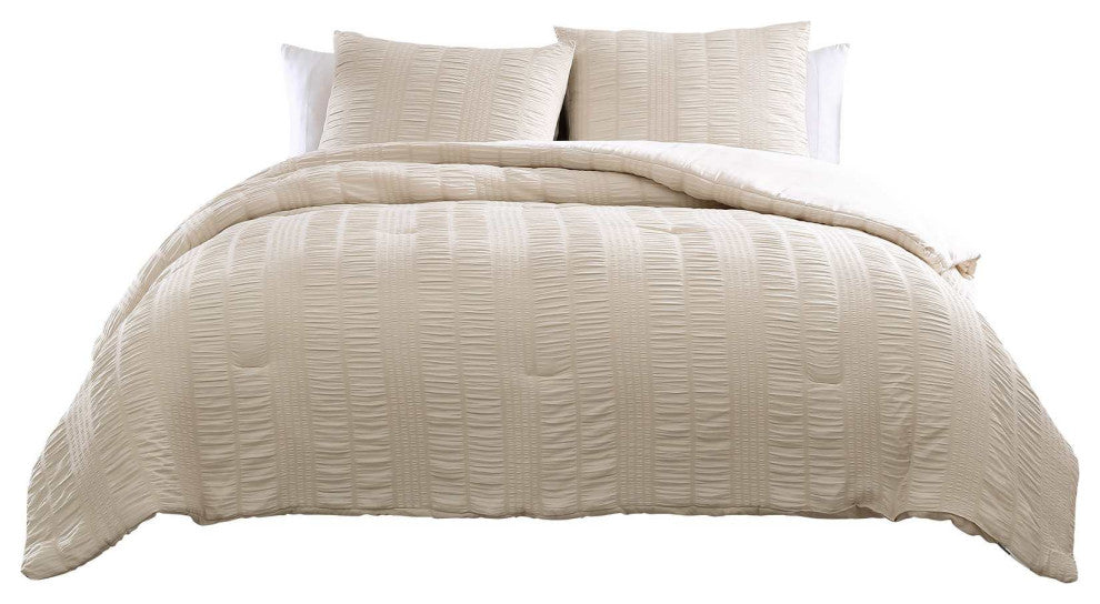 The Nesting Company Elm 3 Piece Comforter Set - Queen - Taupe