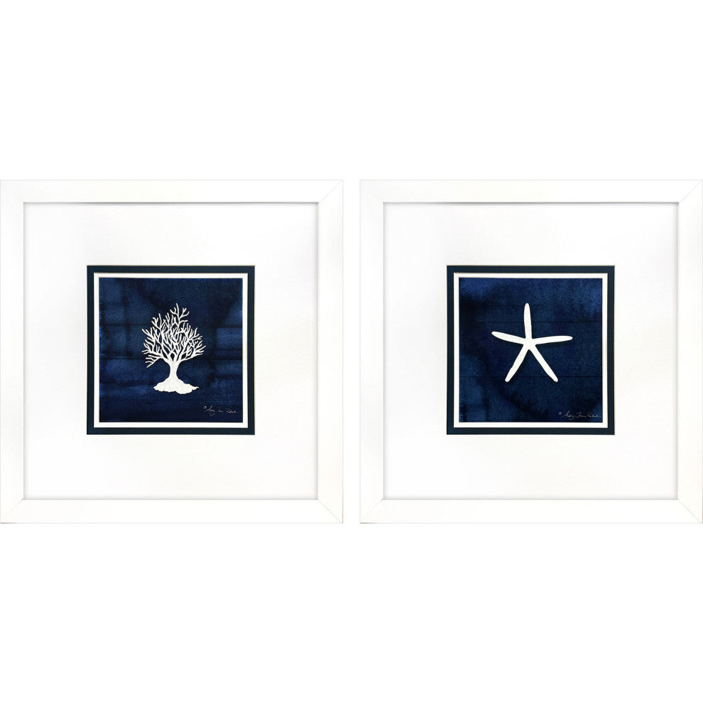 Coral Starfish Framed Art, 2-Piece Set