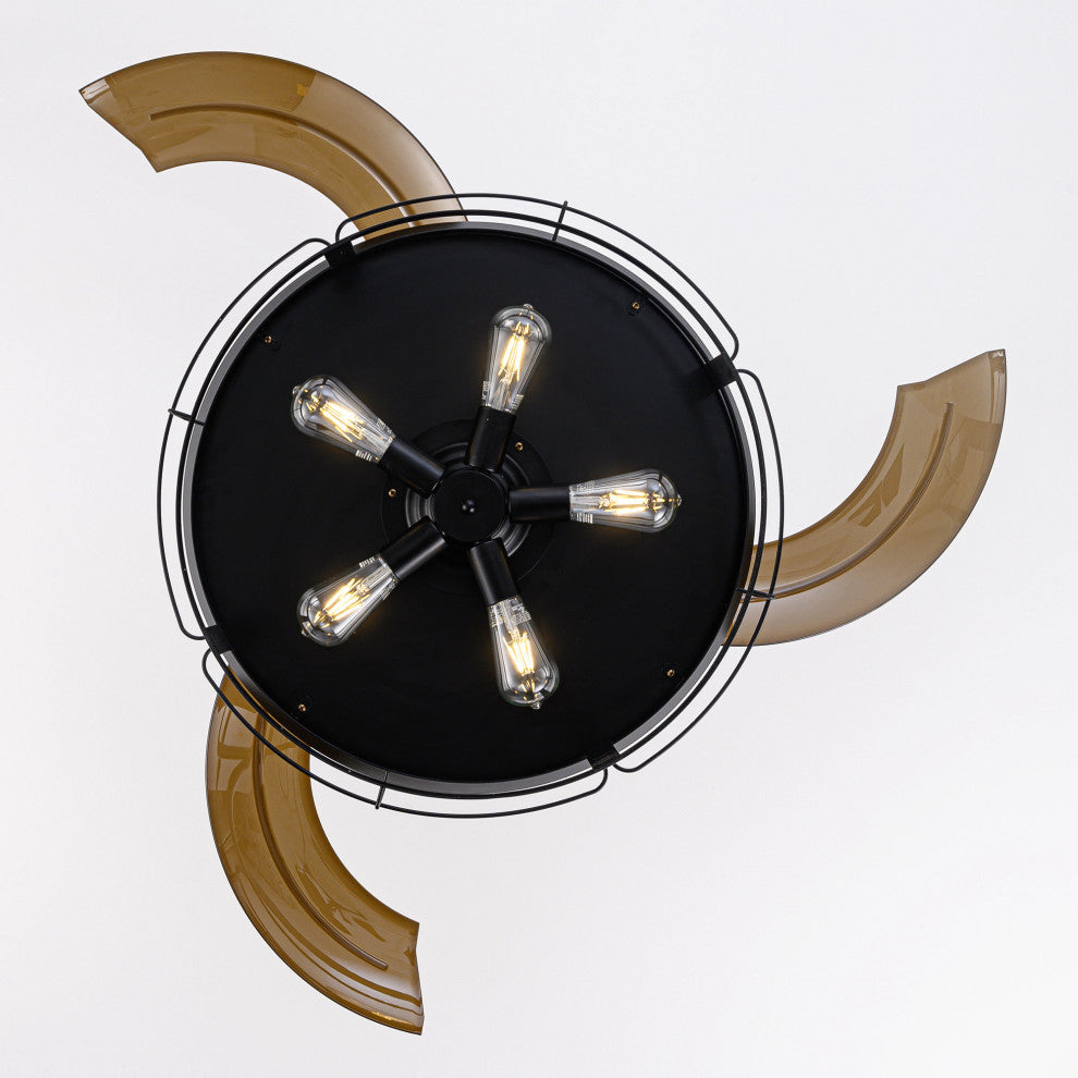 52 in Modern Black Industrial Retractable Ceiling Fan with Light Kit and Remote