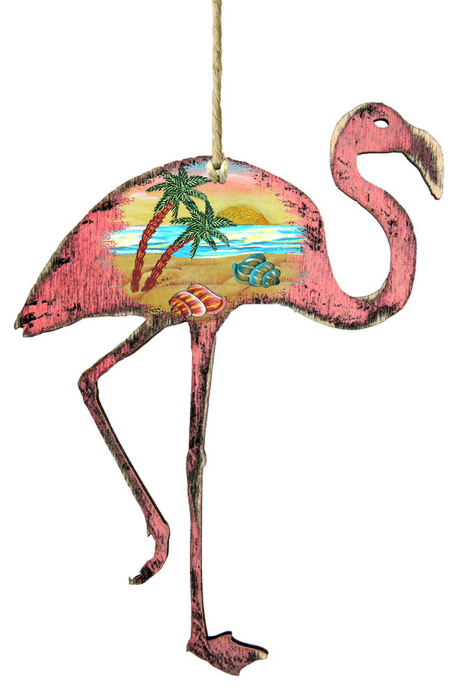 Rustic Flamingo Ornament