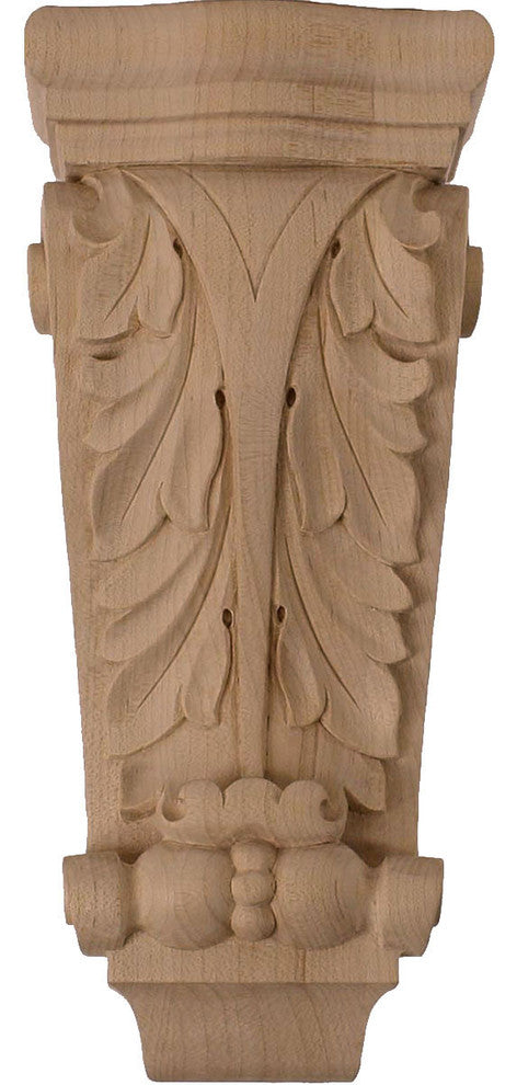 4 1/2"W x 2 3/4"D x 10"H Small Farmingdale Acanthus Pilaster Corbel, Lindenwood