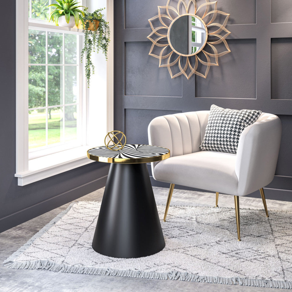 Sofa Side Table, Round, Metal Iron, Stainless, Black, Gold, Lounge Hospitality