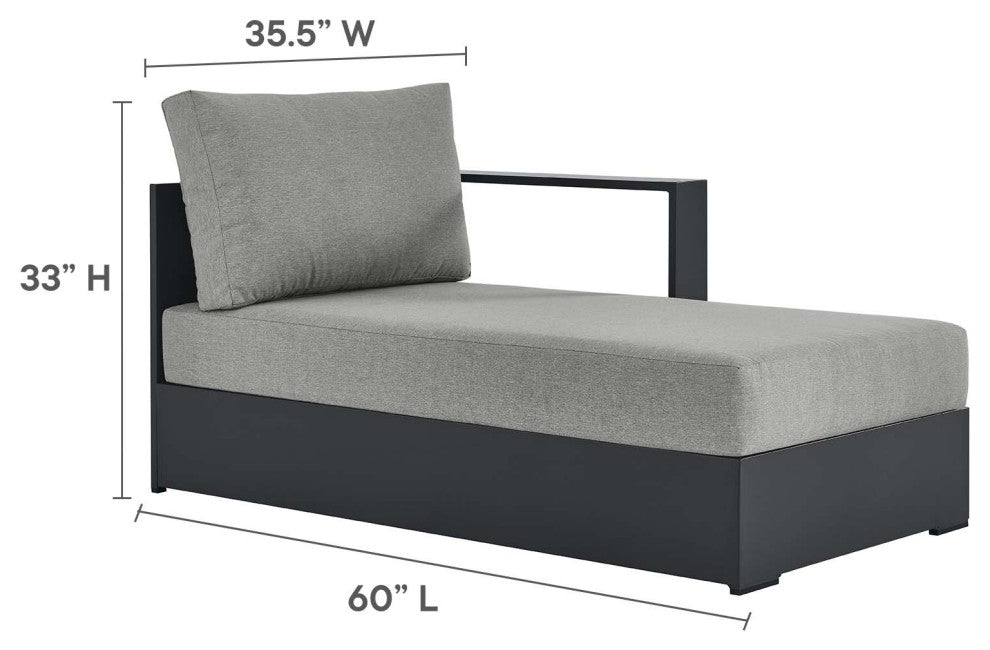 Tahoe Outdoor Patio Powder-Coated Aluminum 2-Piece Right-Facing Chaise Sectional