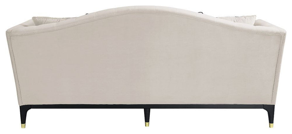 ACME Tayden Sofa With 5 Pillows, Beige Velvet