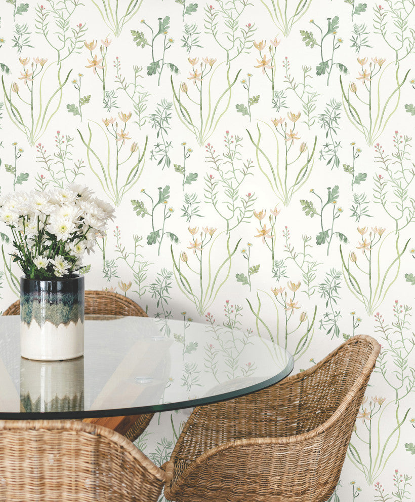 Peach Alpine Botanical Peel & Stick Wallpaper