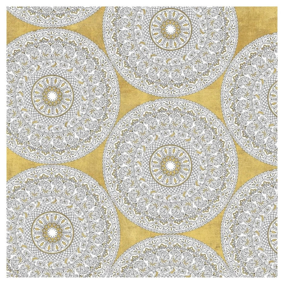 "Color my World Mandala Pattern Gold" Paper Print by Daphne Brissonnet, 42"x42"