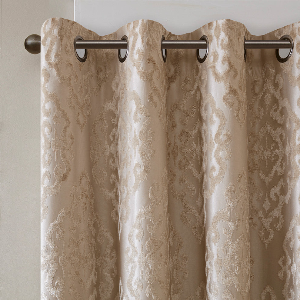 SunSmart Mirage Knitted Jacquard Damask Total Blackout Grommet Top Curtain Panel