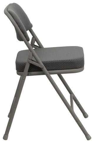 2 Pack HERCULES Premium Triple Braced & Double Hinged Upholstered Folding Chair, Gray Fabric/Gray Frame