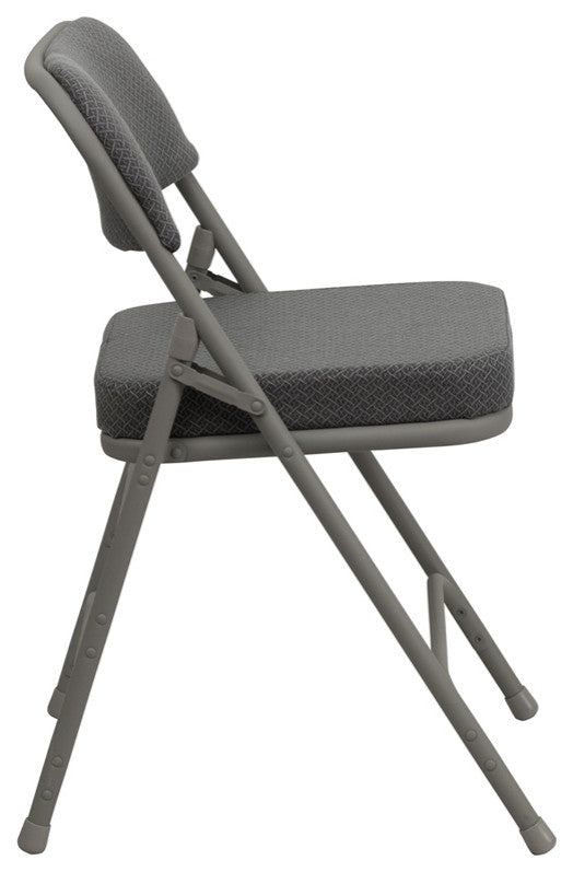 2 Pack HERCULES Premium Triple Braced & Double Hinged Upholstered Folding Chair, Gray Fabric/Gray Frame