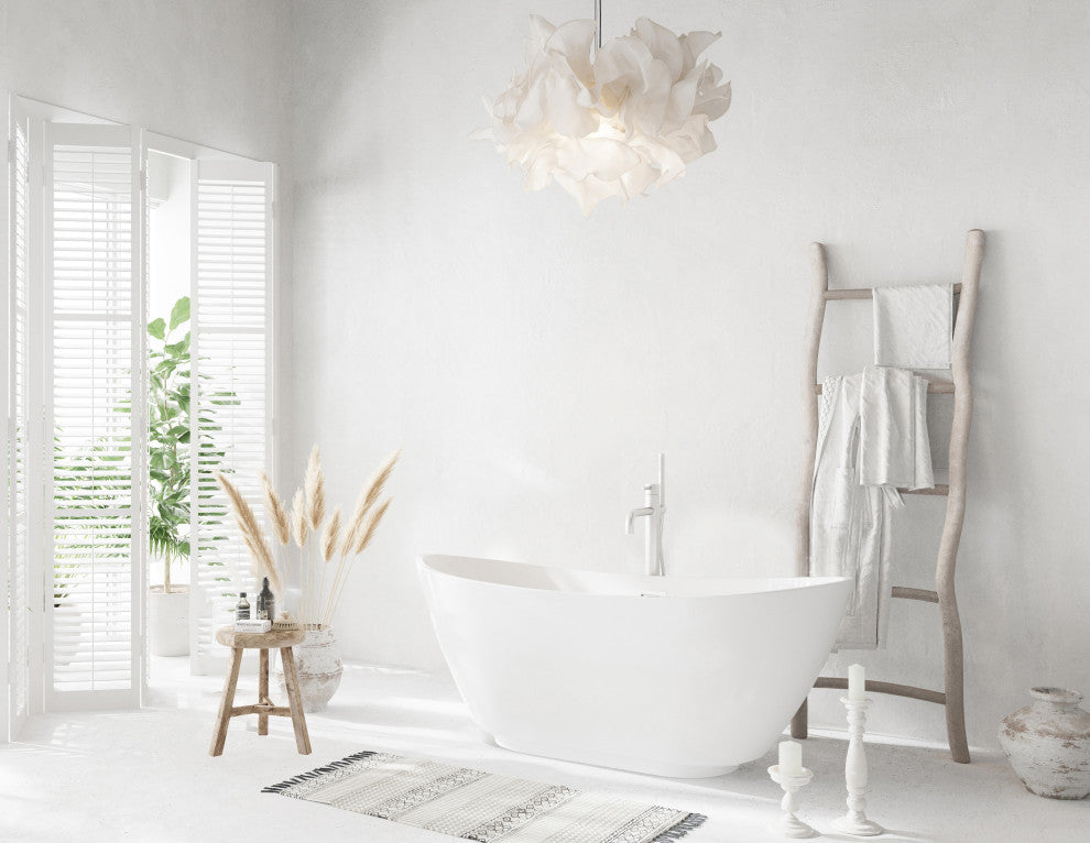 Igor 62" Soaking Bathtub, Glossy White With Polished White Trim