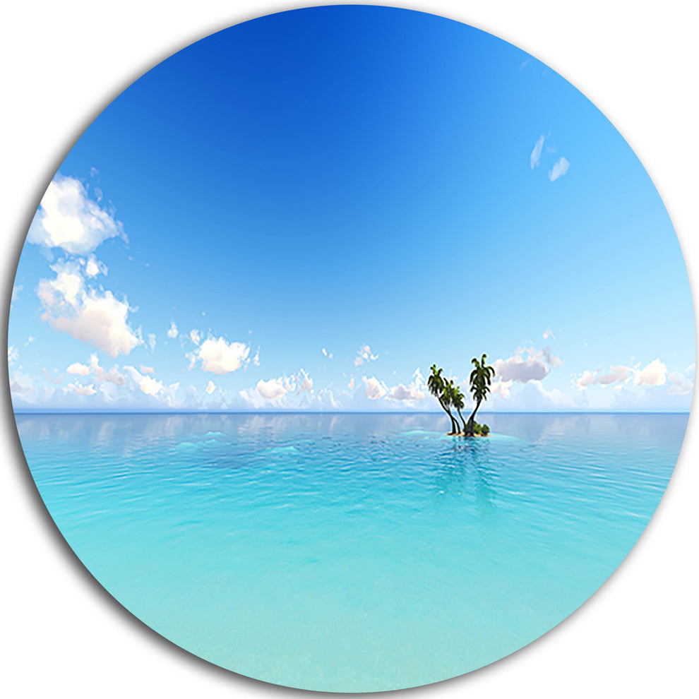 Blue Corals Island Sea, Seashore Round Wall Art, 23"