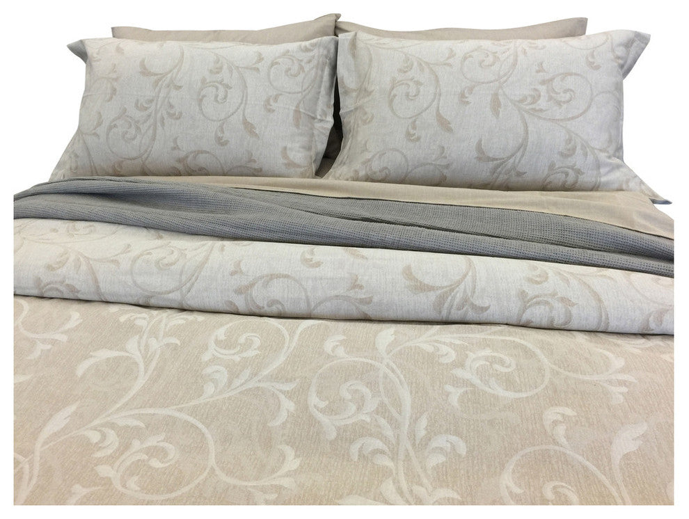 Yue Home Textile Yarn-Dyed Linen Cotton Duvet Cover Set, Dune, King