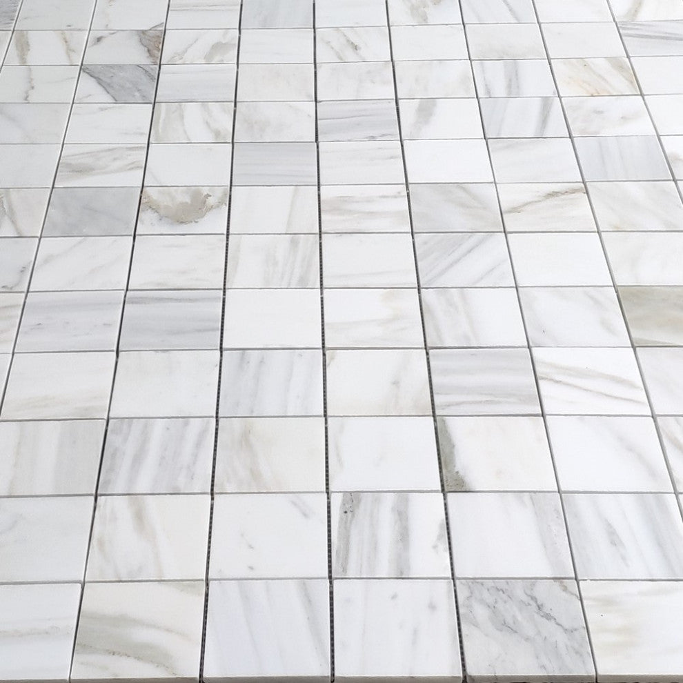 Calacatta Gold Marble 3x3 Square Mosaic Tile Polished, 1 sheet