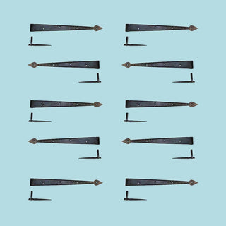 10 Heart Diamond Etch Pintle Door Hinge Wrought Iron 14"|