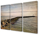 Rock Path Ocean Planked Look Photography Triptych Canvas Wall Art Set, 16"x24"