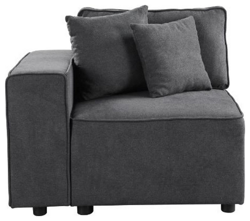 Benzara BM250701 Modular Left Facing Chair With Loose Back Pillow, Gray