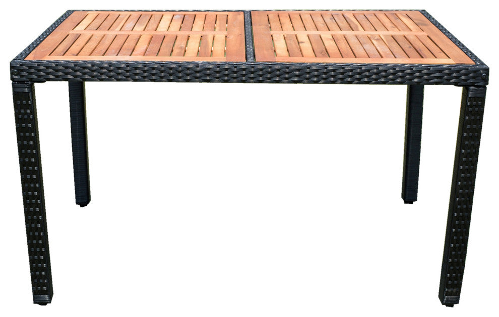 7 Pieces Outdoor Patio Wicker Furniture Dining Table Set With 6 Stools
