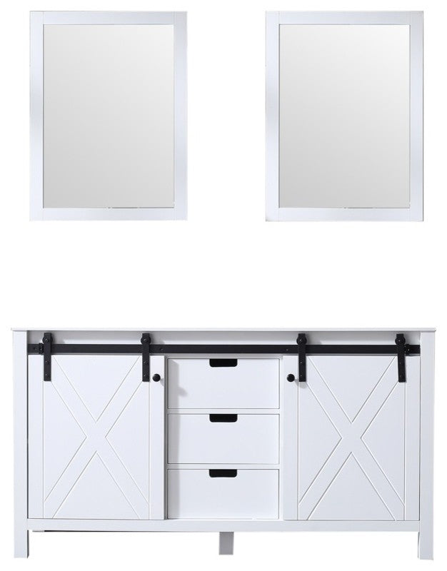 Marsyas 60" Double Bathroom Vanity Cabinet, 24" Wall Mirrors