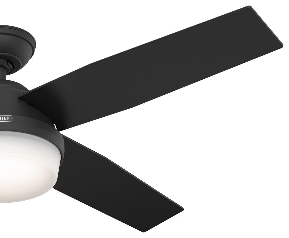Hunter 52" Dempsey Matte Black Ceiling Fan, LED Kit, Remote