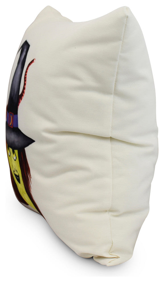 Witches Hat 26" Cream Halloween Print Decorative Throw Pillow