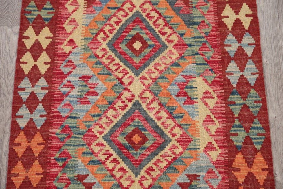 Turkish Flat-Woven Oriental Traditional Area Rug Kilim Southwestern, 4'1"X2'8"