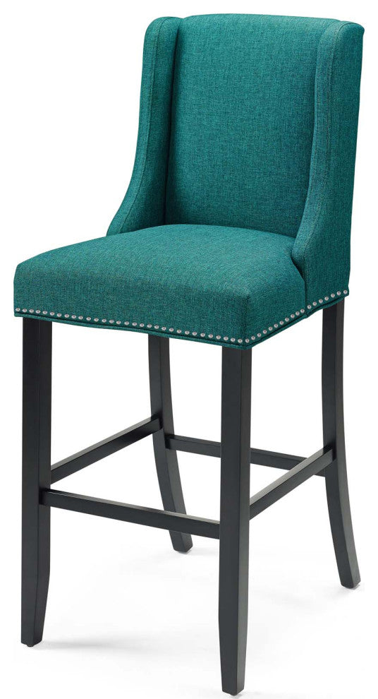 Bar Stool Chair Barstool, Set of 2, Fabric, Wood, Teal Blue, Modern, Bar Pub