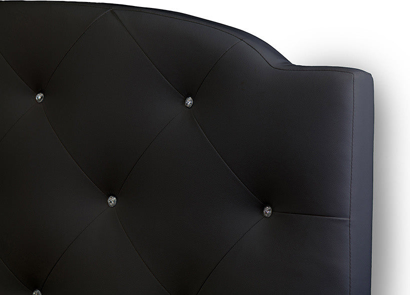 Canterbury Black Leather Contemporary Queen-Size Bed