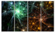 Green Orange Colorful Fireworks, Abstract Canvas Art Print, 48"x28", 4 Panels