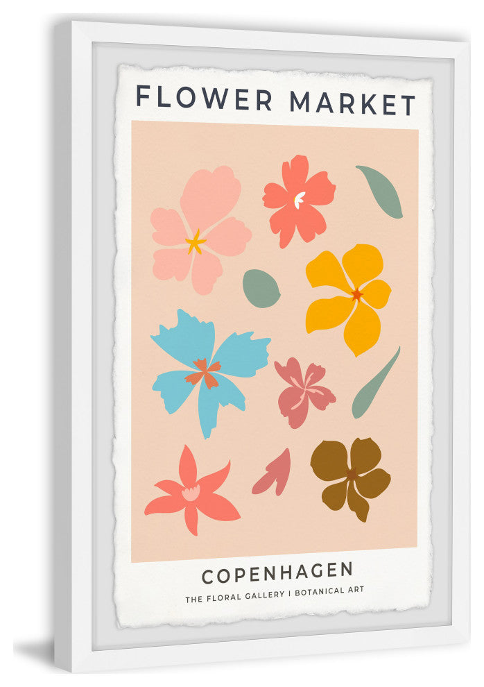 "Flower Market Copenhagen" Framed Painting Print, 12x18