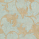 Textured Scroll Wallpaper, Aqua and Gold, 1 Bolt