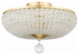 Bella 4-Light Antique Gold Ceiling Mount, Frosted Glass Beads