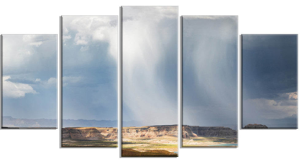 Lake Powell under Clouds, Landscape Canvas Art Print, 60"x32", 5 Panels