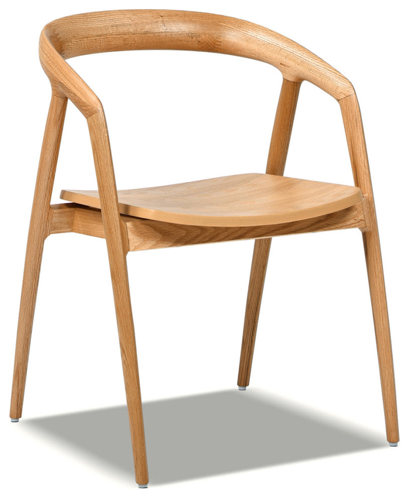 Simeon 21" Scandinavian Sculpted Oak Wood Dining Chair, Warm Natural Brown