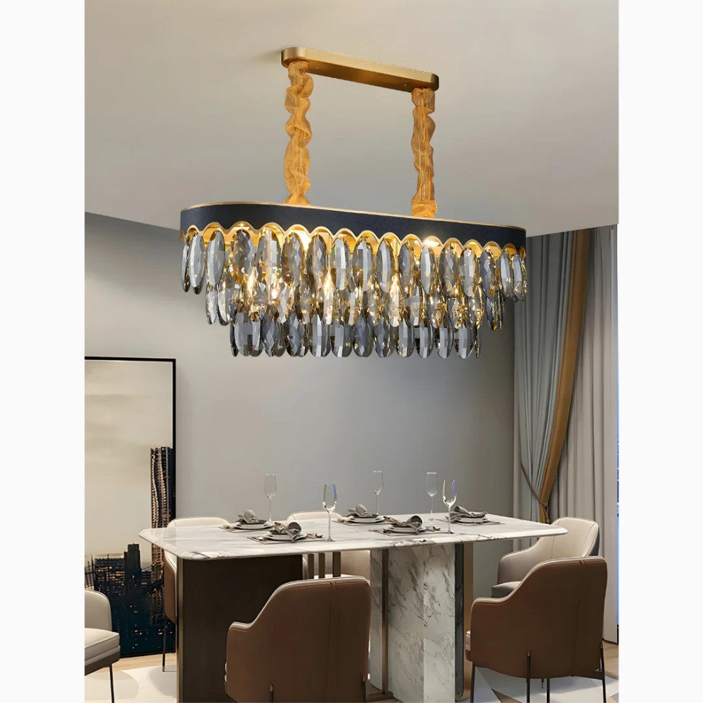 Loano | Black Crystal Ceiling Chandelier for Living Room and Kitchen Island