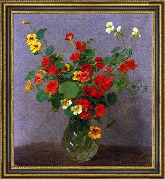 Henri FantinLatour Nasturtiums Framed Premium Canvas Print, 20"x25"