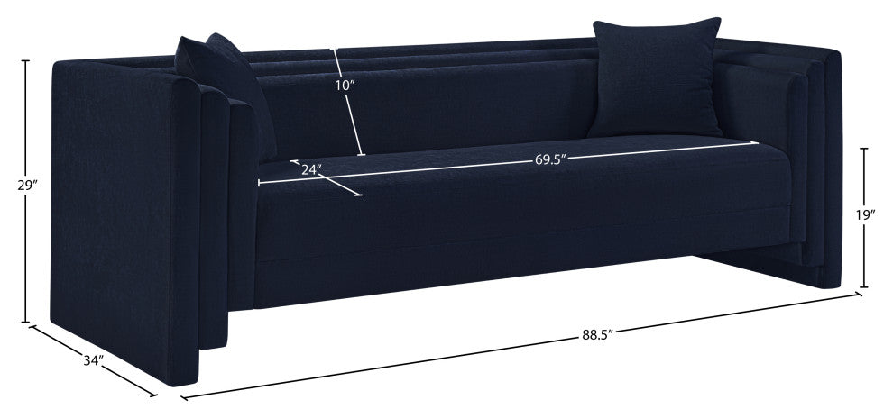 Everett Upholstered Sofa, Navy, Chenille Fabric