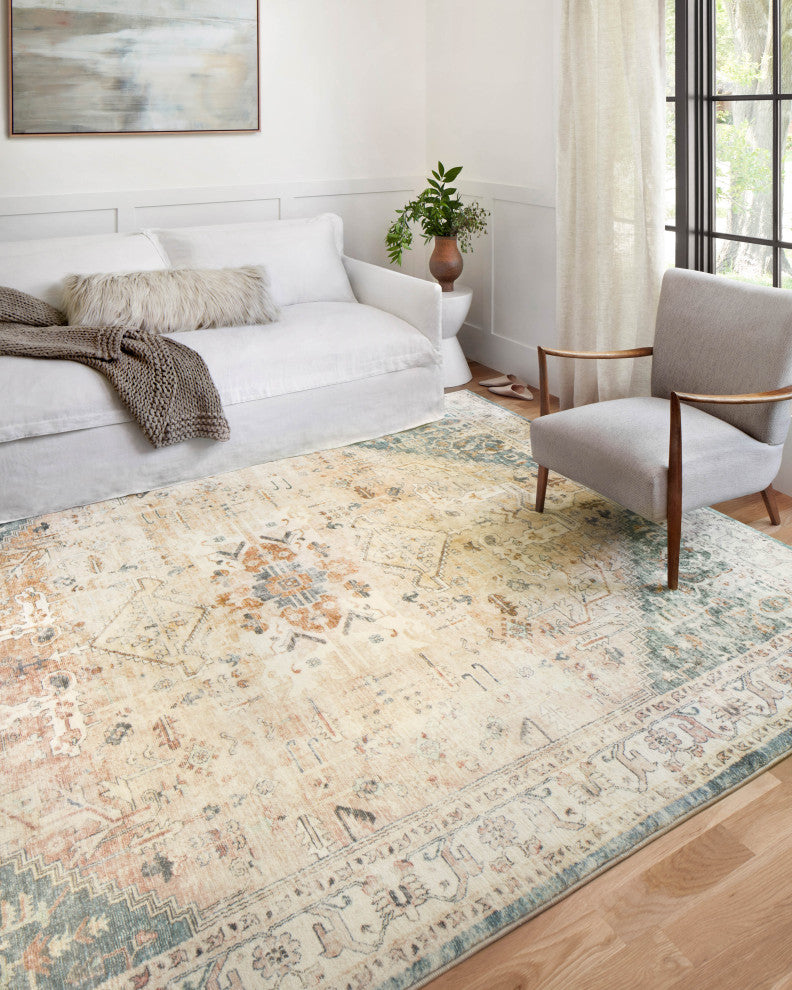 Loloi II Rosette Ivory Rust Blue Plush Area Rug, 2''-2" X 5''