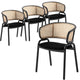 LeisureMod Ervilla Modern Dining Chair with Velvet Seat Set of 4 Black