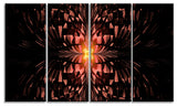 Brown Butterfly Pattern on Black, Abstract Art on Canvas, 48"x28", 4 Panels