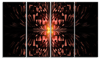 Brown Butterfly Pattern on Black, Abstract Art on Canvas, 48"x28", 4 Panels