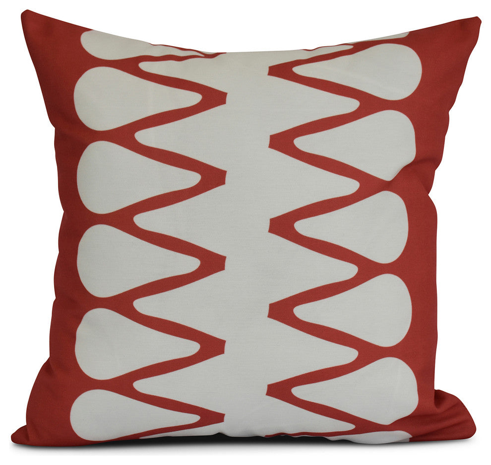 20x20", Geometric, Zipped Outdoor Pillow, Red
