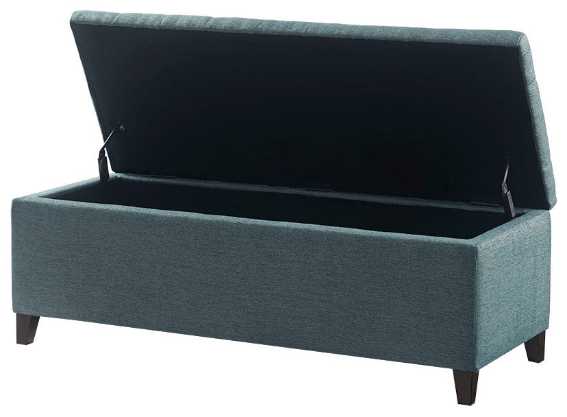 Madison Park Shandra Upholstered Soft Close Storage Bench, Blue
