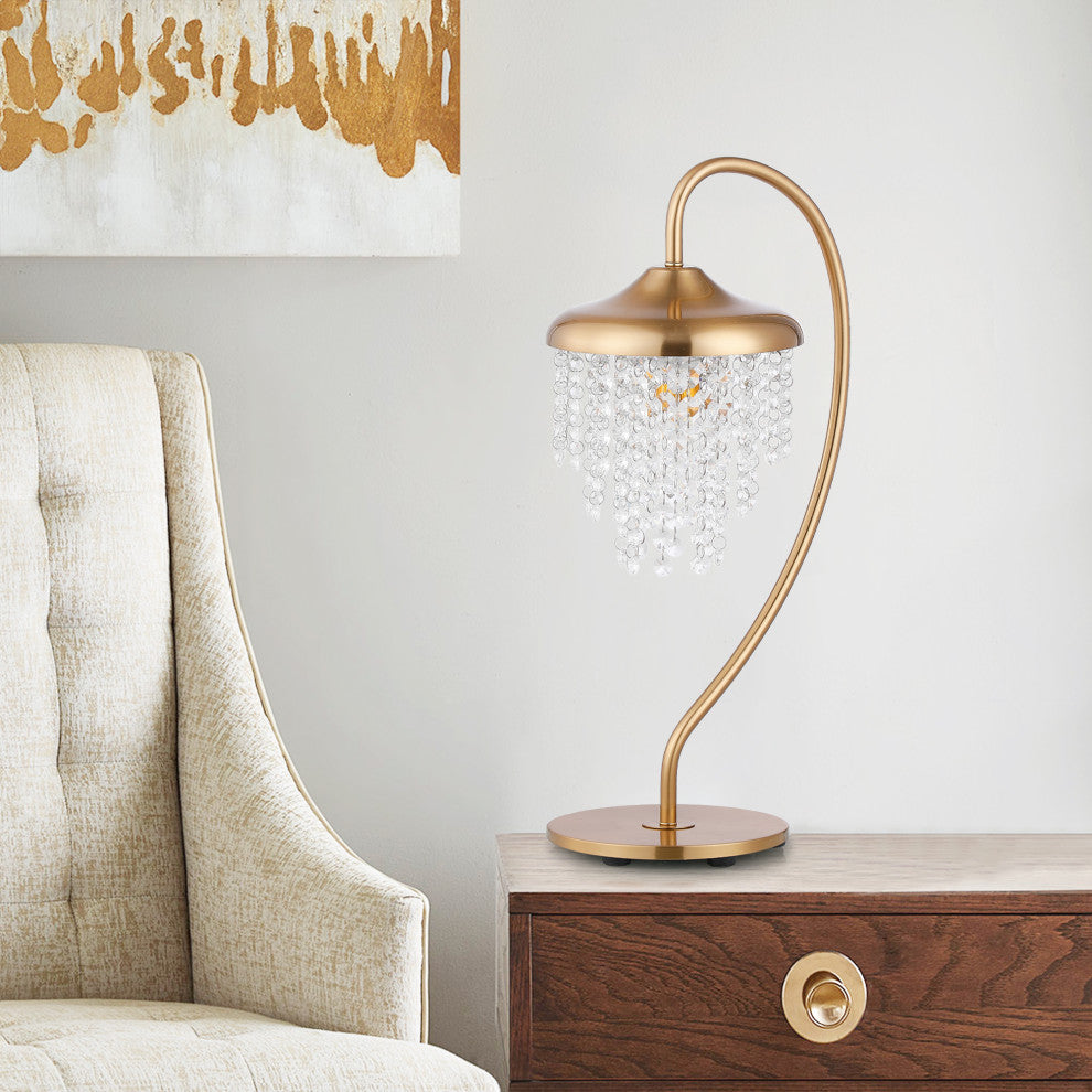 Modern Gold Crystal Table Lamp with Dimmable Switch