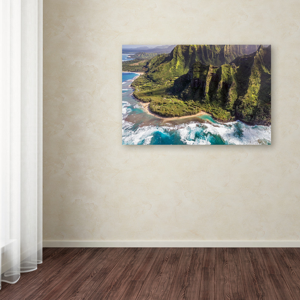 Pierre Leclerc 'Kee Beach Aerial View' Canvas Art, 32x22