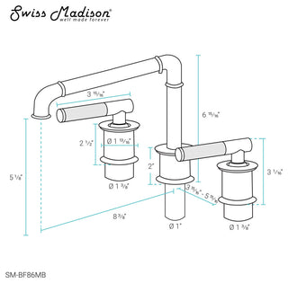 Avallon 8" Widespread, Sleek Handle, Bathroom Faucet, Matte Black