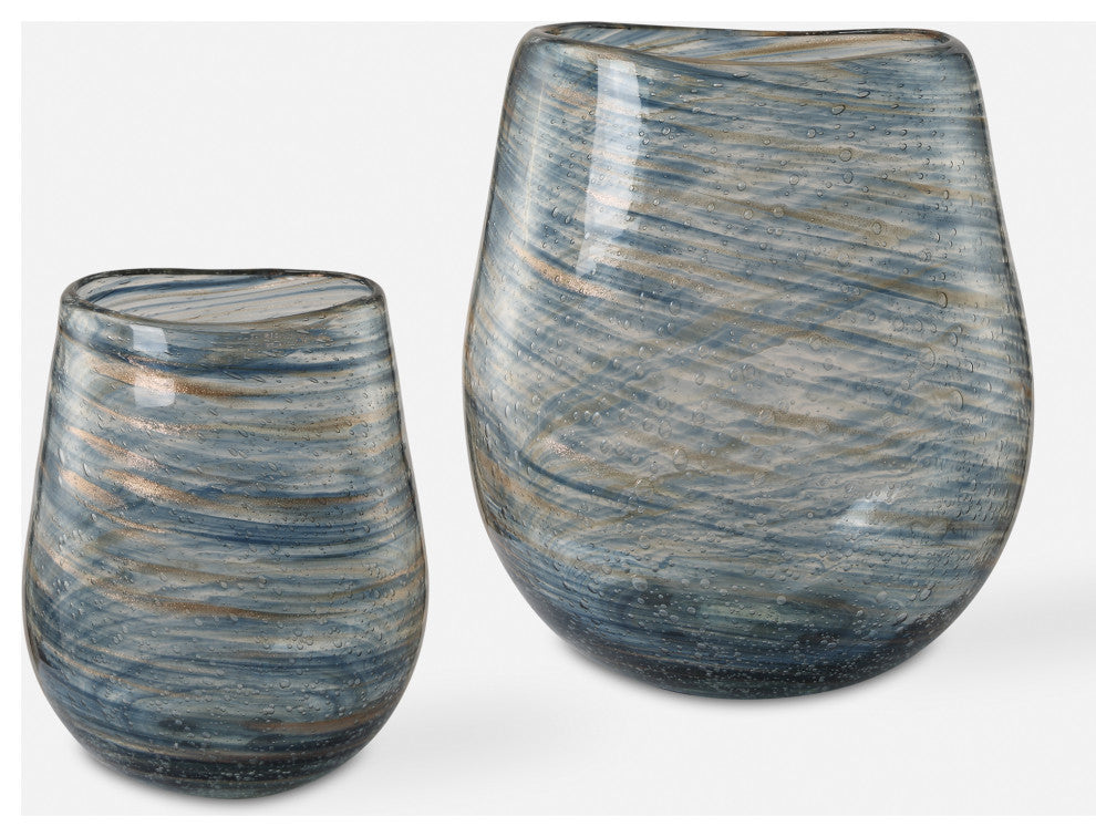 Uttermost - 18158 - Vases, S/2 - Aurora - Blue And Gold