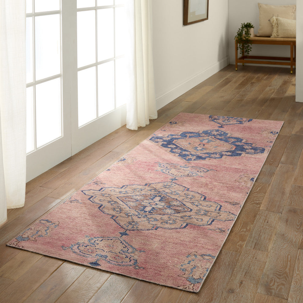 Machine Washable Jaipur Living Clanton Medallion Pink/ Blue Area Rug 4'X8'