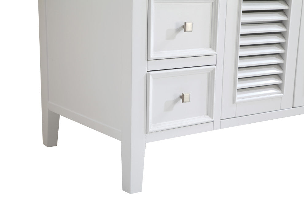 48" Single Bathroom Vanity, White With Ivory White Engineered Marble