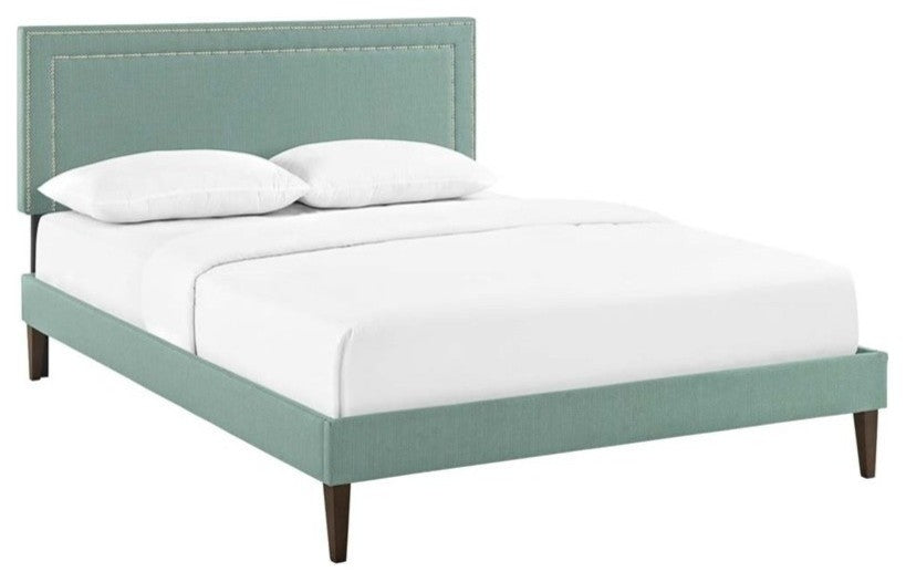 Modway Jessamine King Fabric Platform Bed With Squared Tapered Legs, Laguna